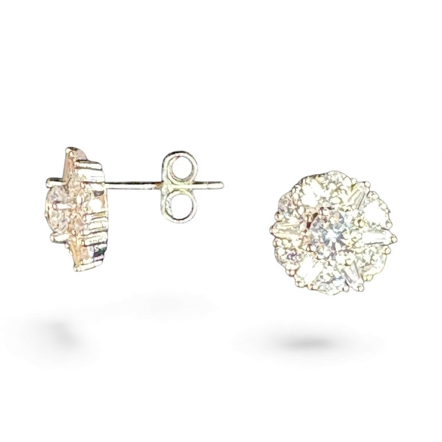 Sterling Silver Stud Earring CZ Stone ECZ10038
