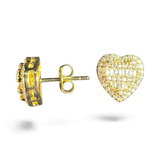 Sterling Silver Stud Earring Heart Shape CZ Stone ECZ10214