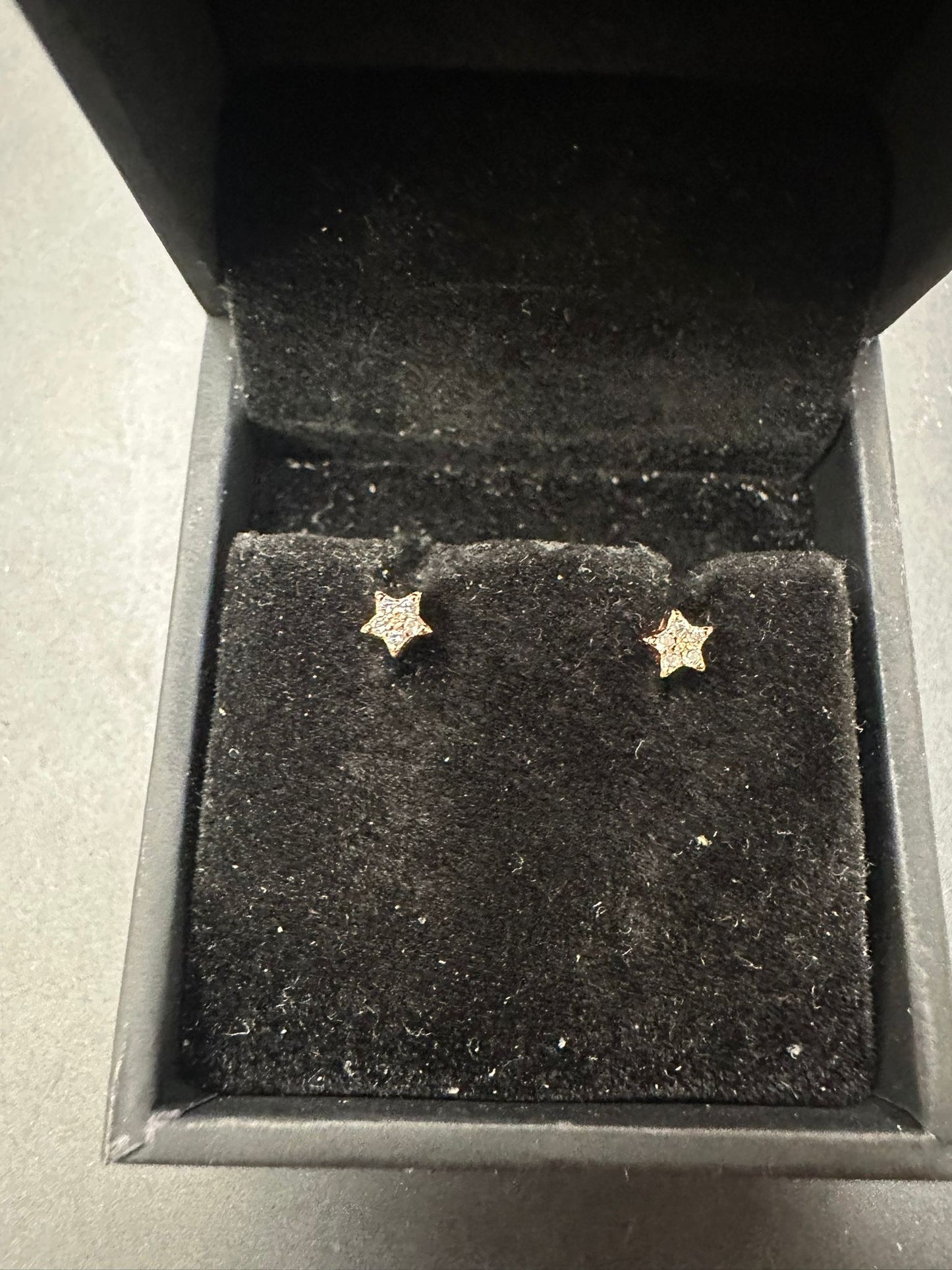 Sterling Silver Stud Earring CZ Stone Rose Plated ECZ10311