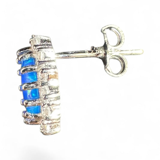 Sterling Silver Stud Earring CZ OPAL Stone ECZ215L