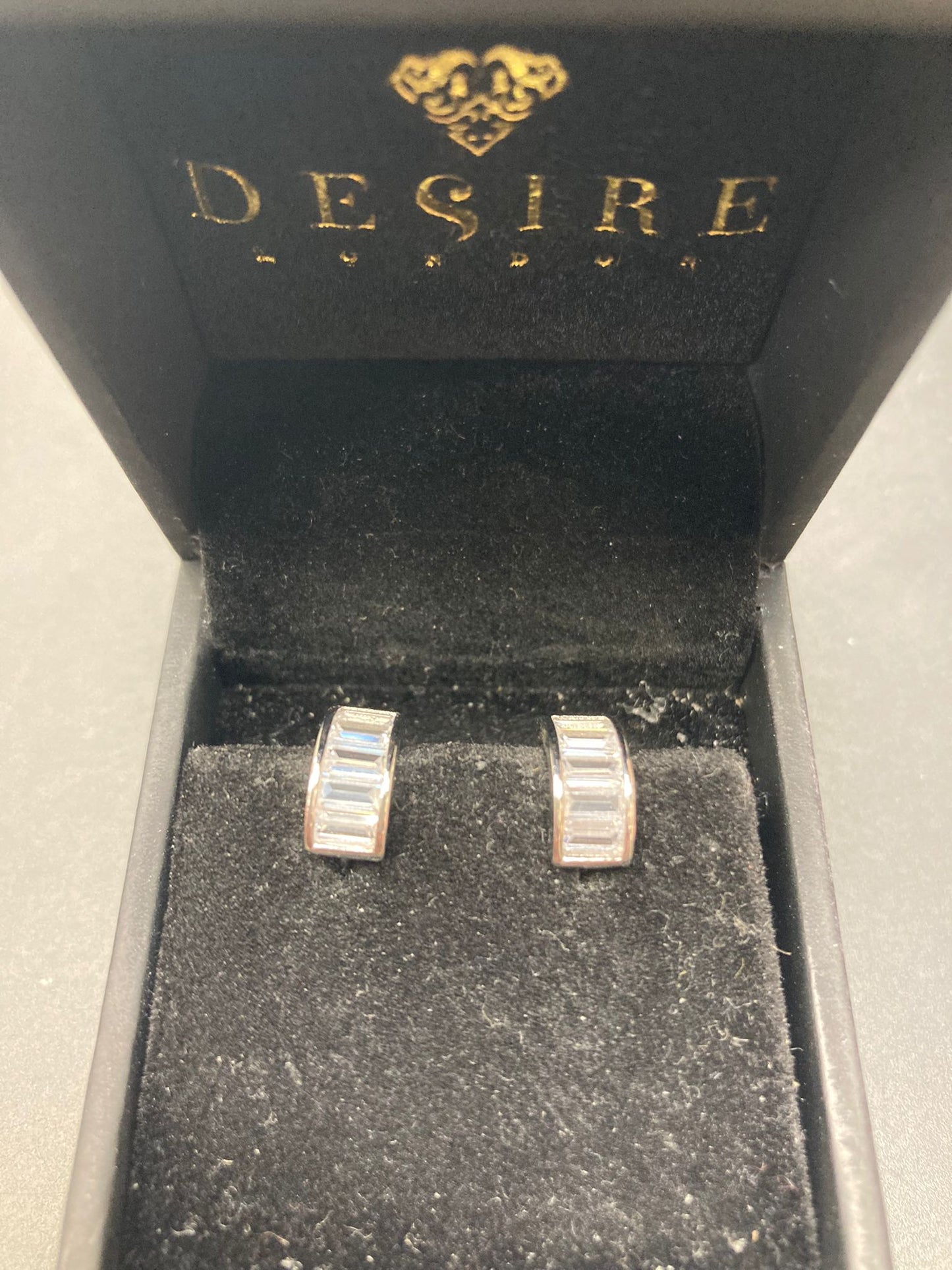 Baguette CZ Huggie Earrings - Silver - ECZ3017