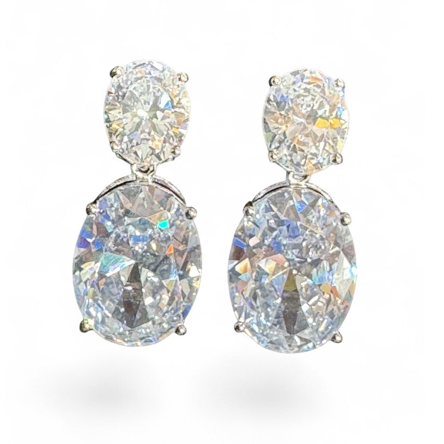 Drop CZ Earrings - Silver - ECZ33106