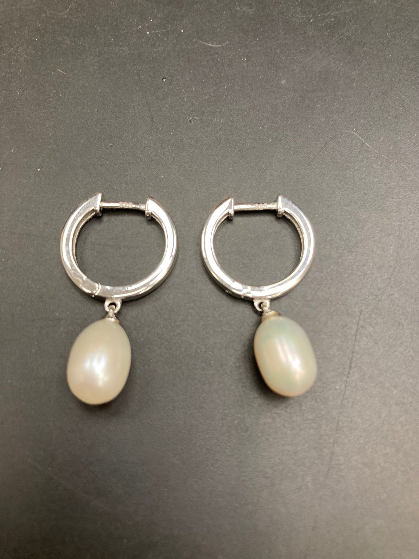 Sterling Silver Leverback Drop Pearl Earring ECZ7811 - sterling silver drop pearl earrings.