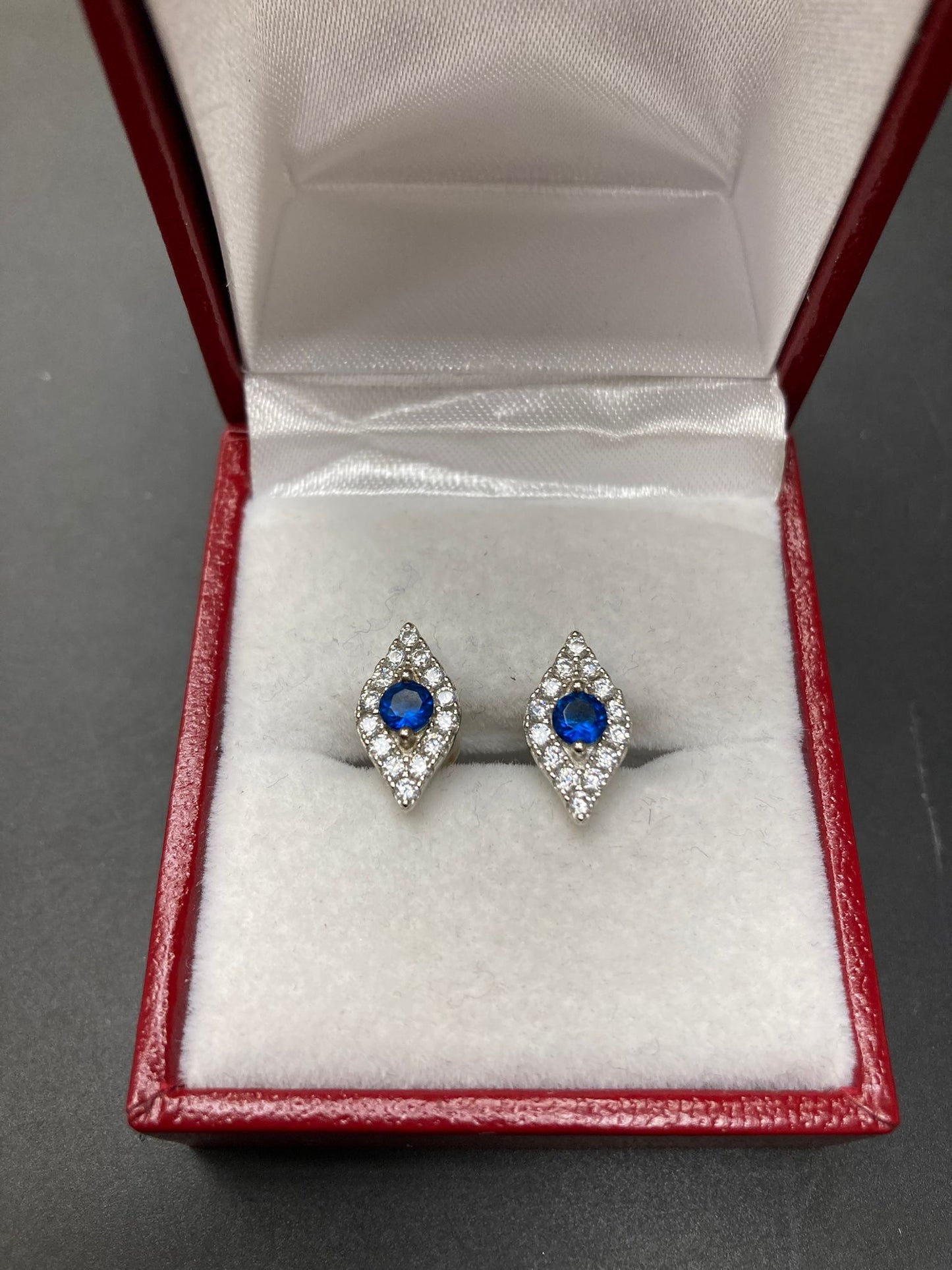 Navette CZ Halo Stud Earrings - Silver - ECZ8301