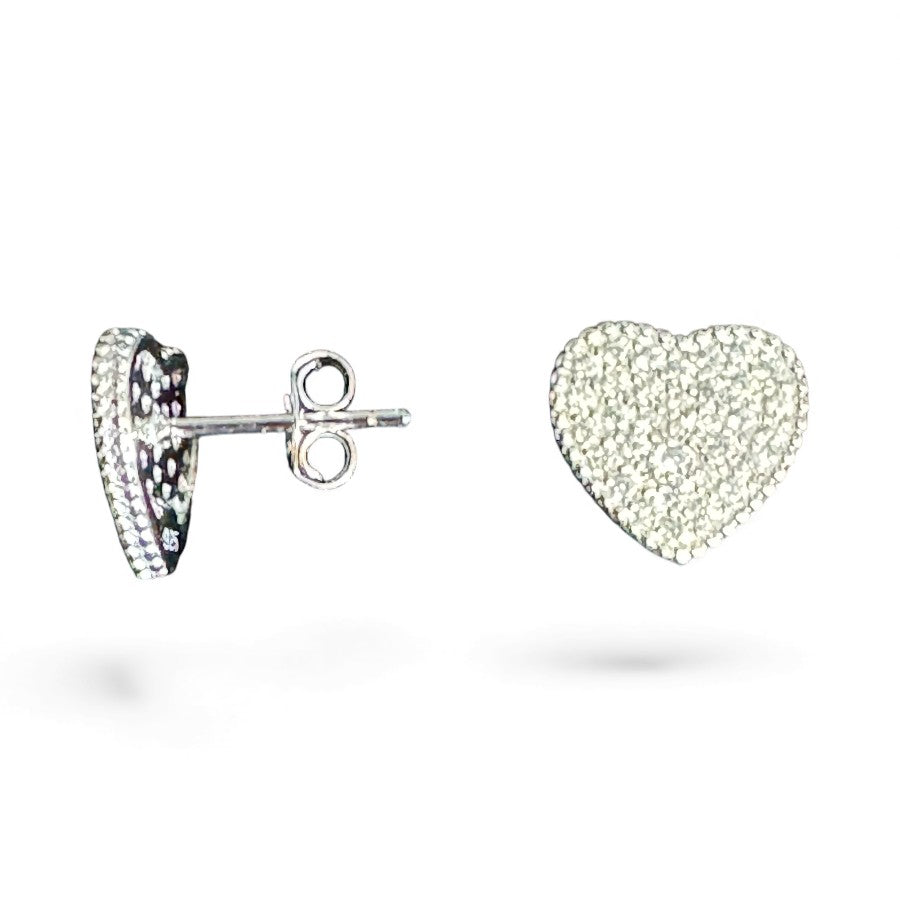 Sterling Silver Stud Earring Heart Shape CZ Stone ECZ9018