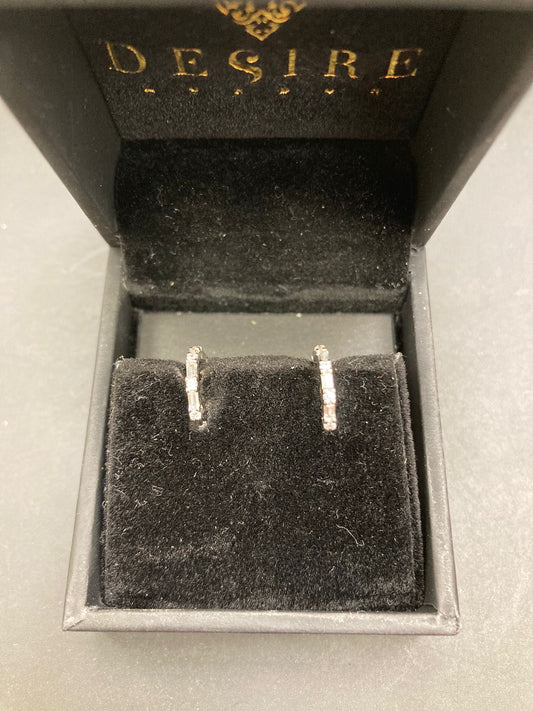 Sterling Silver Round Earring Gold Plated CZ Stone ECZ10212