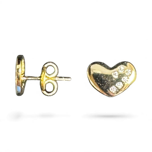 Sterling Silver Stud Earring Heart Shape CZ Stone ECZ9912