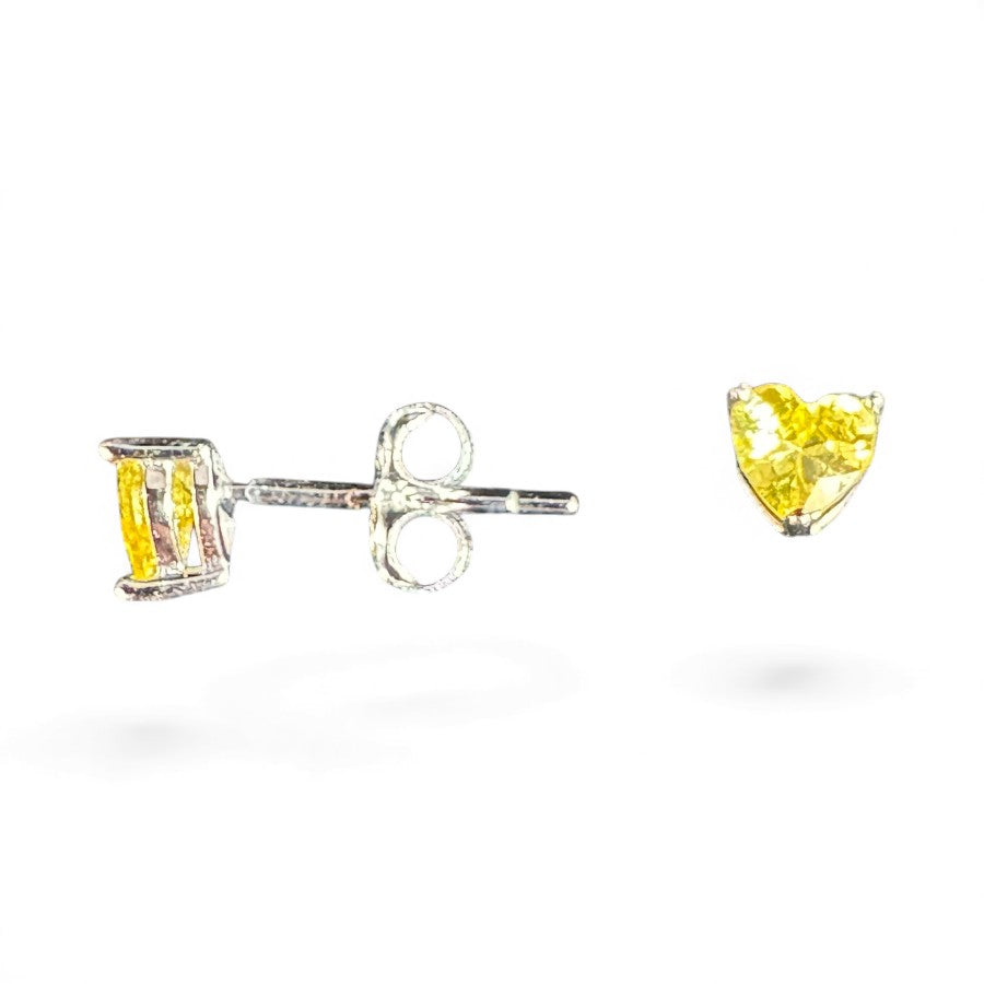 Sterling Silver Stud Earring Heart Shape CZ Stone ECZA816