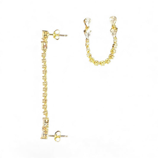 Sterling Silver Double Stud Earring CZ Stone – alternate view