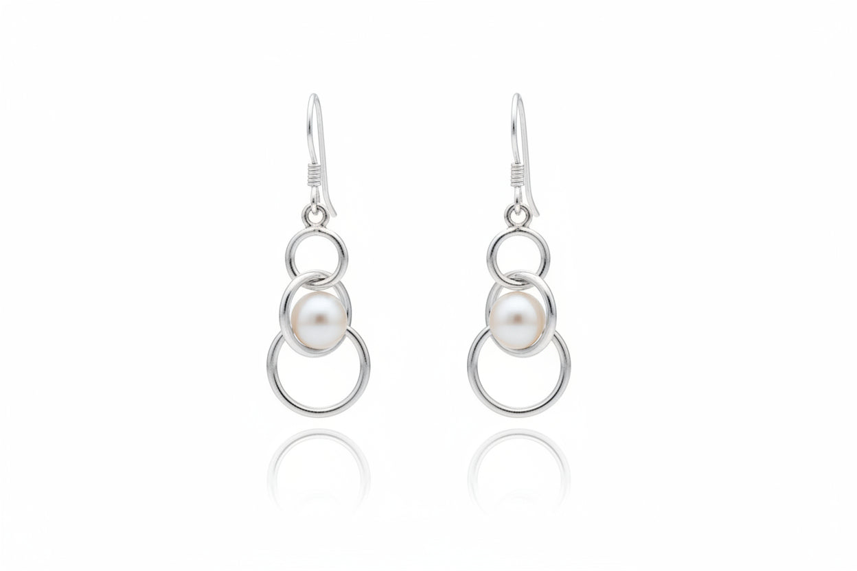 Sterling Silver Plain Drop Earrings EP010010397 featuring stylish rings in a modern design. Perfect sterling silver drop earrings.