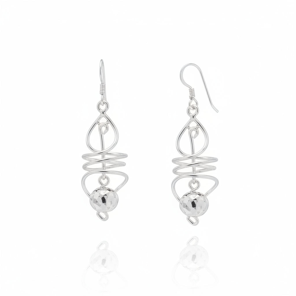 Sterling Silver Drop Earring EA011670083 featuring an 18x39mm design with an 8mm ball, elegant sterling silver drop earrings.
