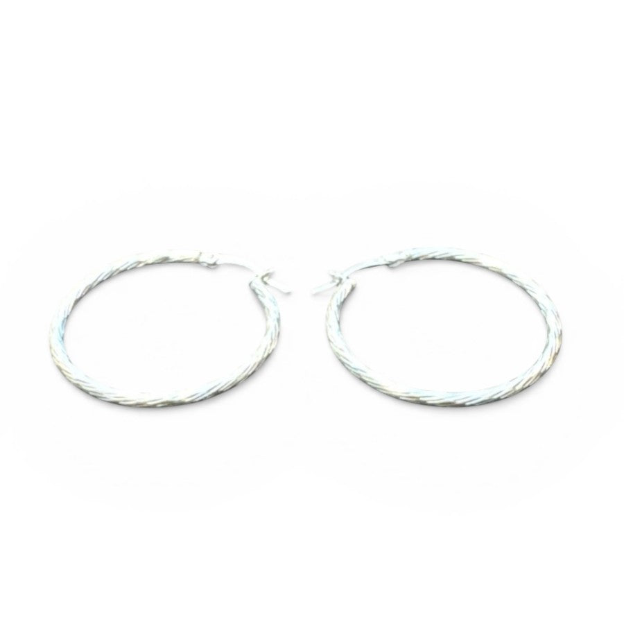 Sterling Silver Round Hoop Earring Plain EP10237