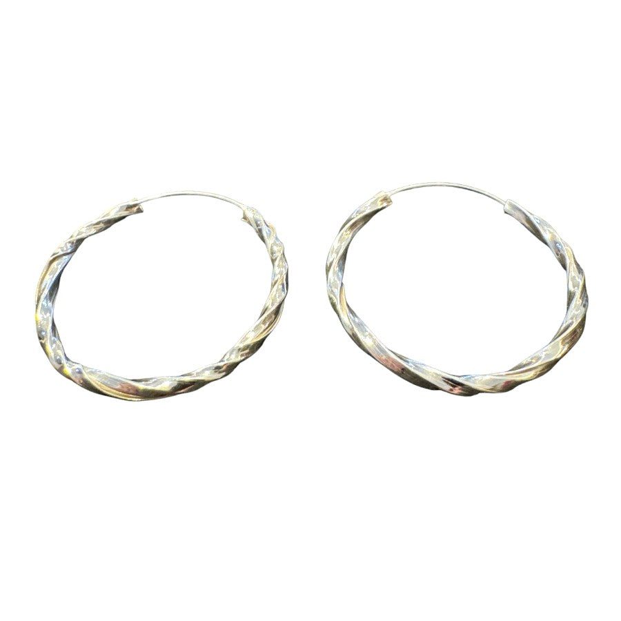 Sterling Silver Round Hoop Earring Plain EP117002