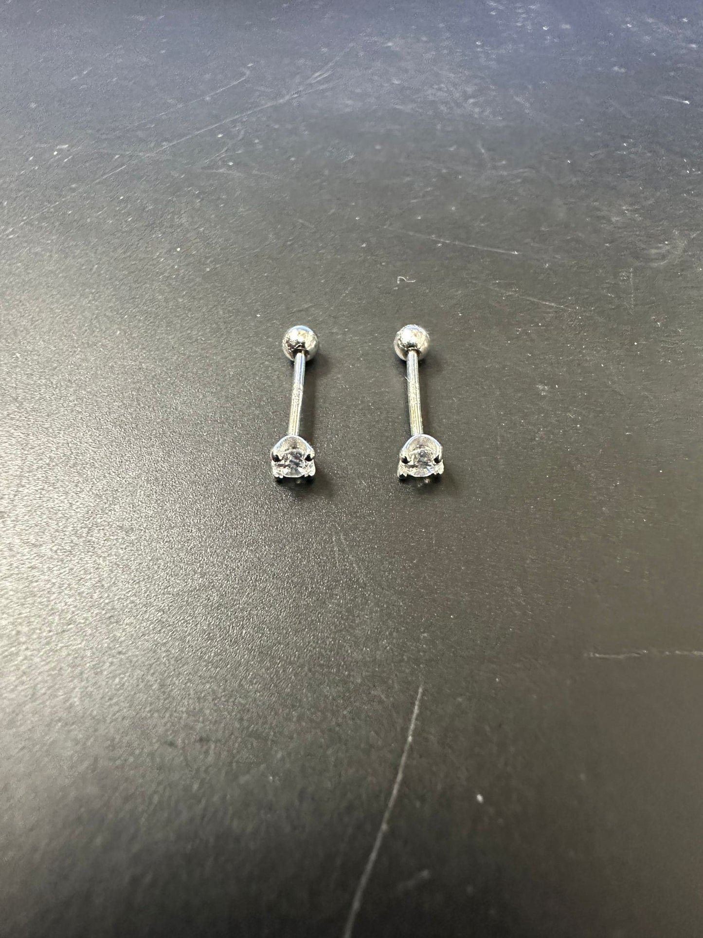Sterling Silver Stud Earring Screw Back CZ Stone EP4301