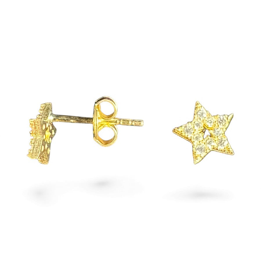 Sterling Silver Stud Earring CZ Stone Gold Plated EP9109