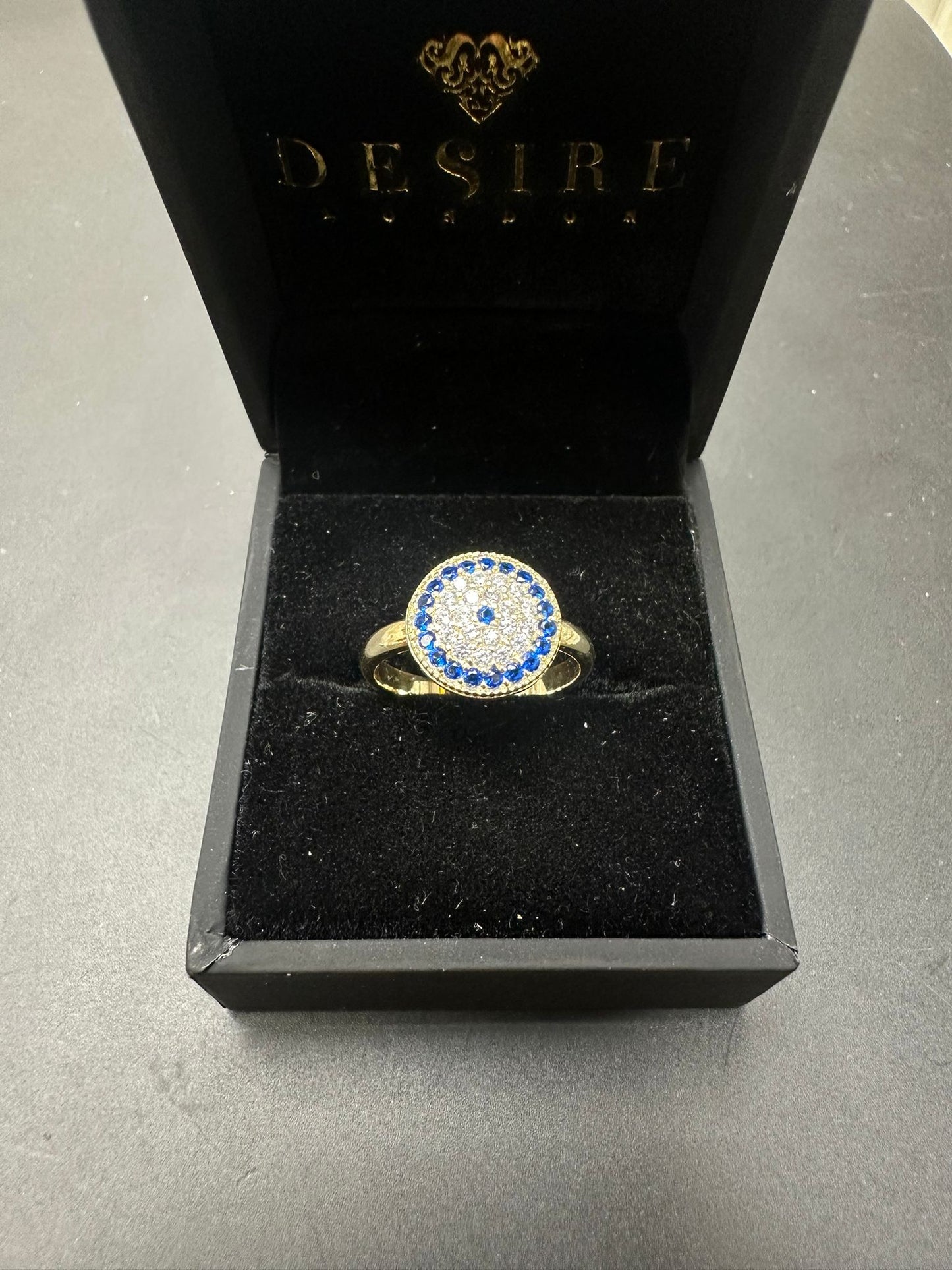 Sterling Silver Gold Plated Evil Eye Ring RCZ3313