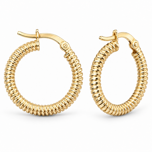 Sterling Silver Ribbed Hoop Earring ECZ3510