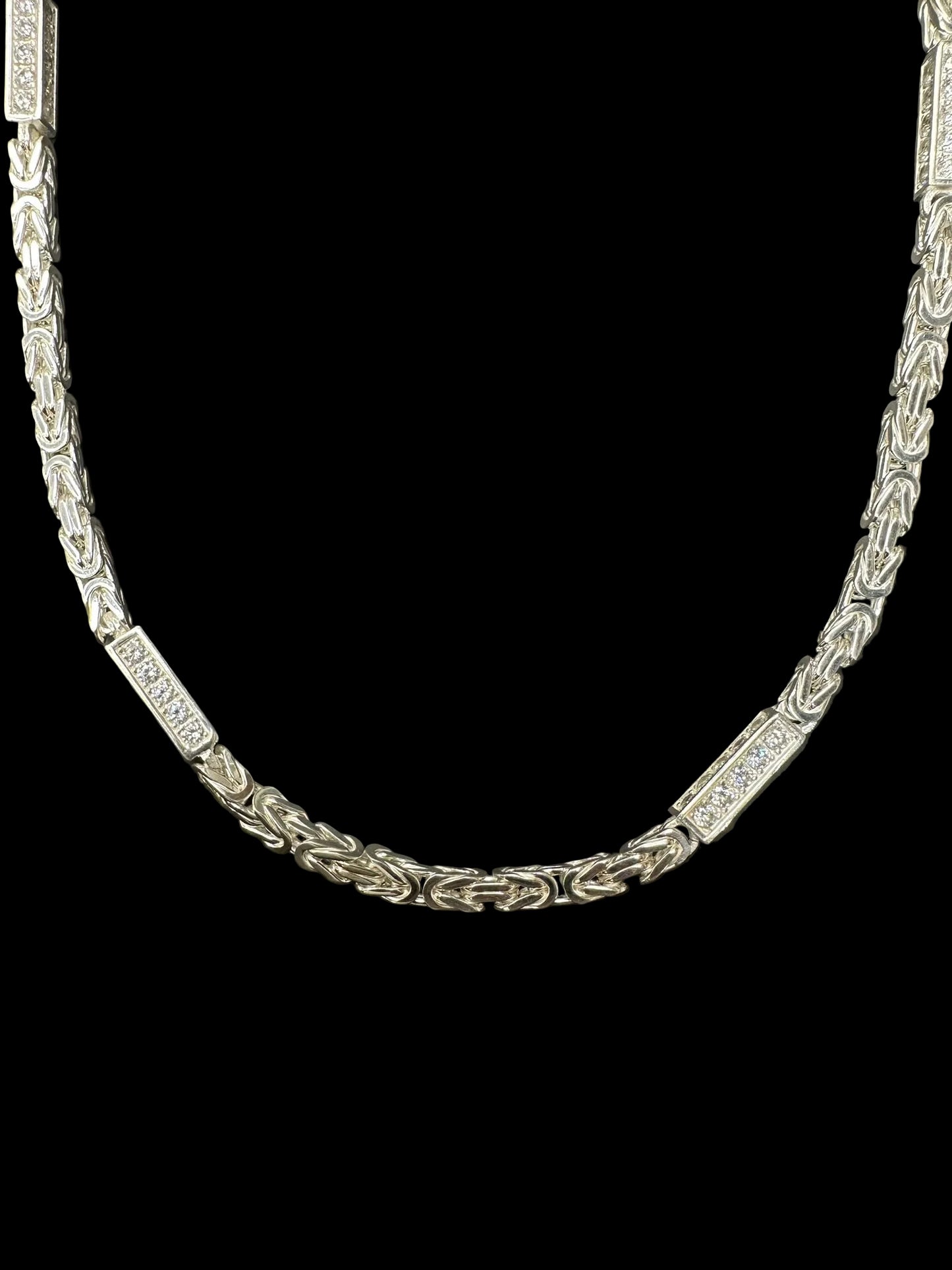 Sterling Silver 5 mm King Chain With CZ Stone CHN3356