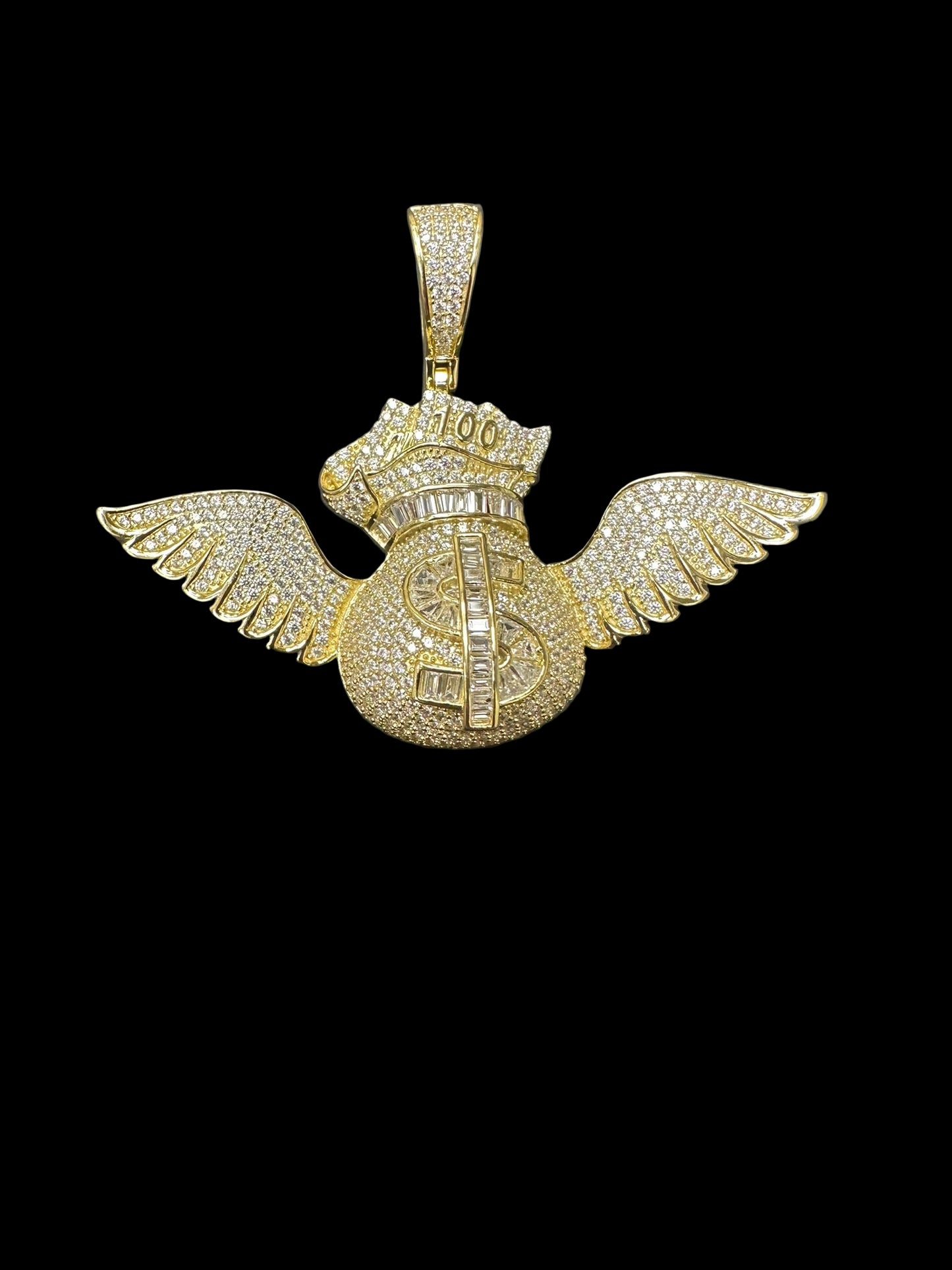 Sterling Silver Dolar Pendant CZ Stone MPCZ10042