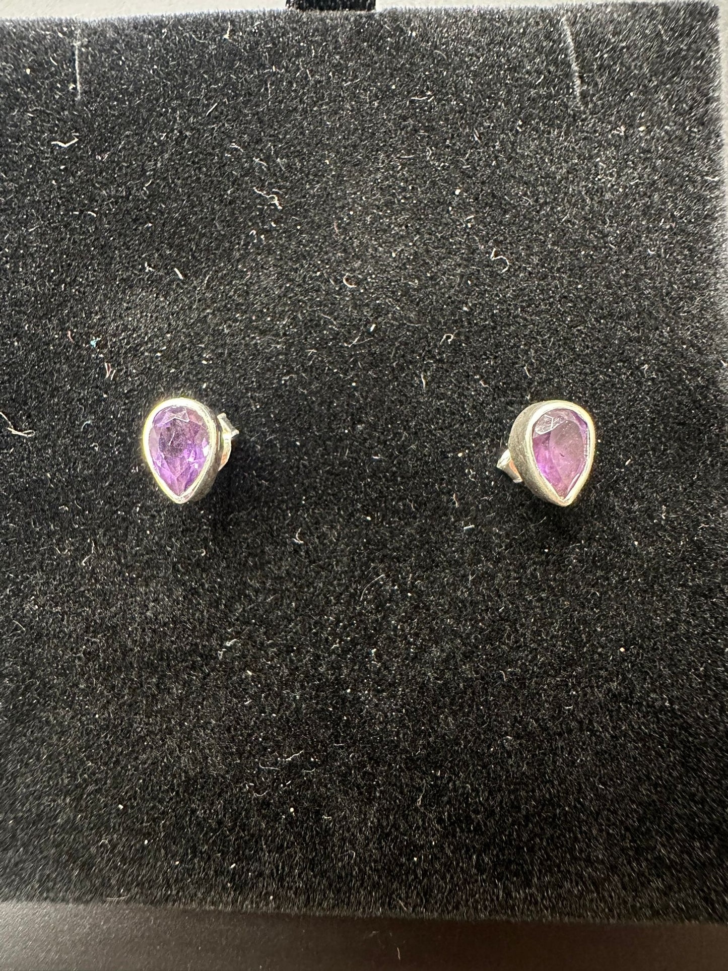 Sterling Silver Stud Earring Triangle Amethyst Stone MPCZ3338