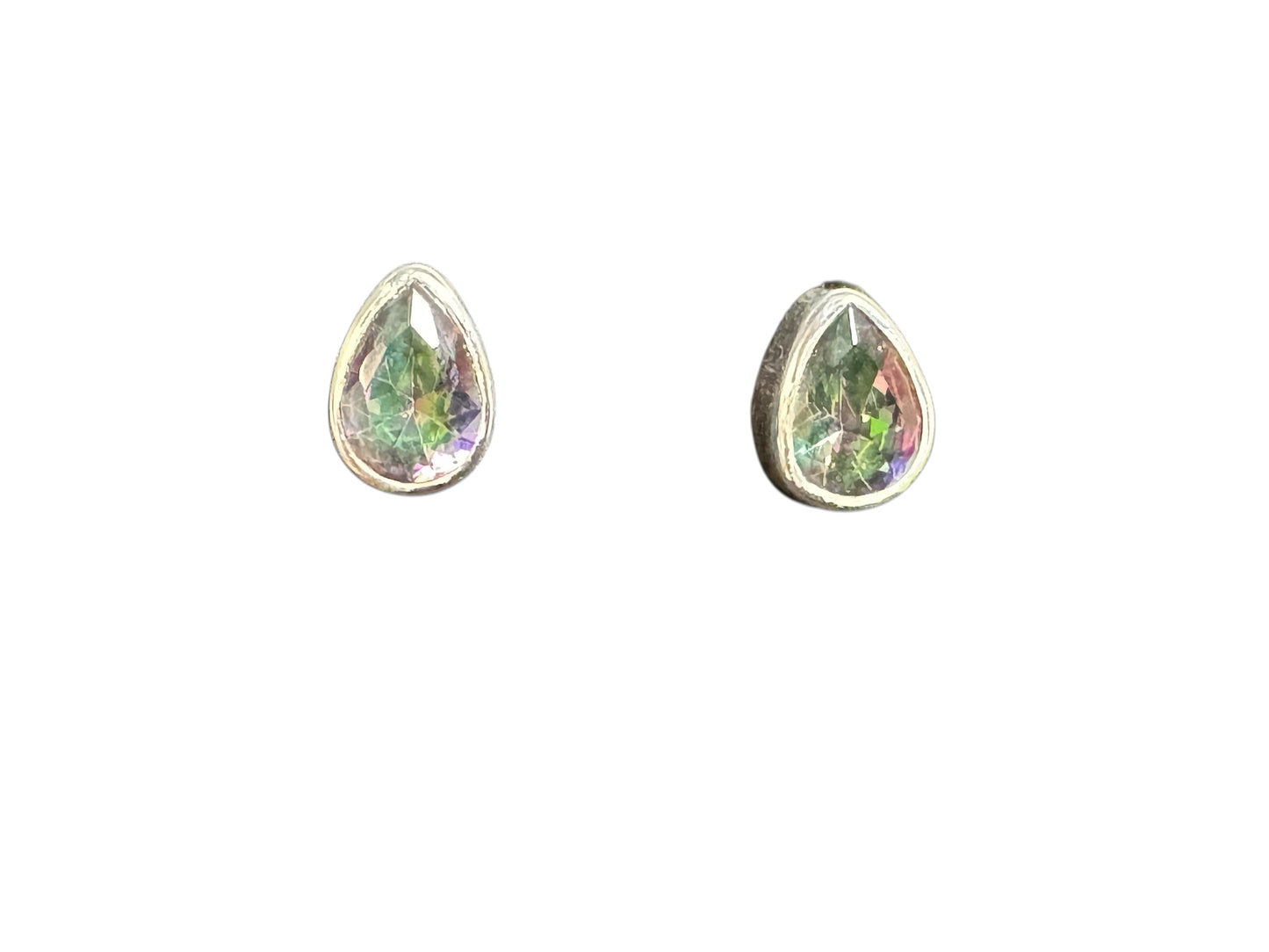 Sterling Silver Stud Earring Triangle Mystic Stone MPCZ3344