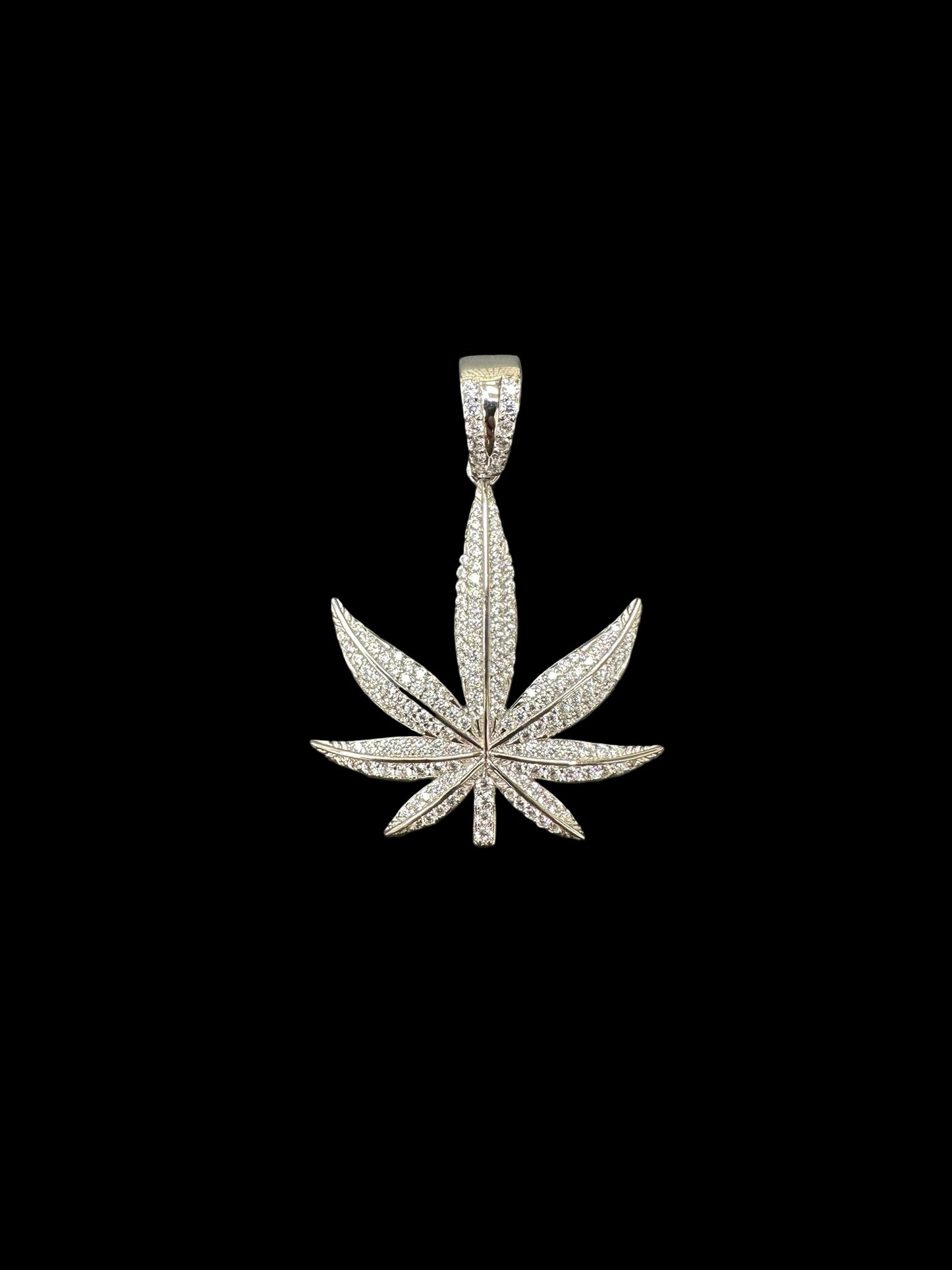 Sterling Silver Leaf Pendant CZ Stone MPCZ3383