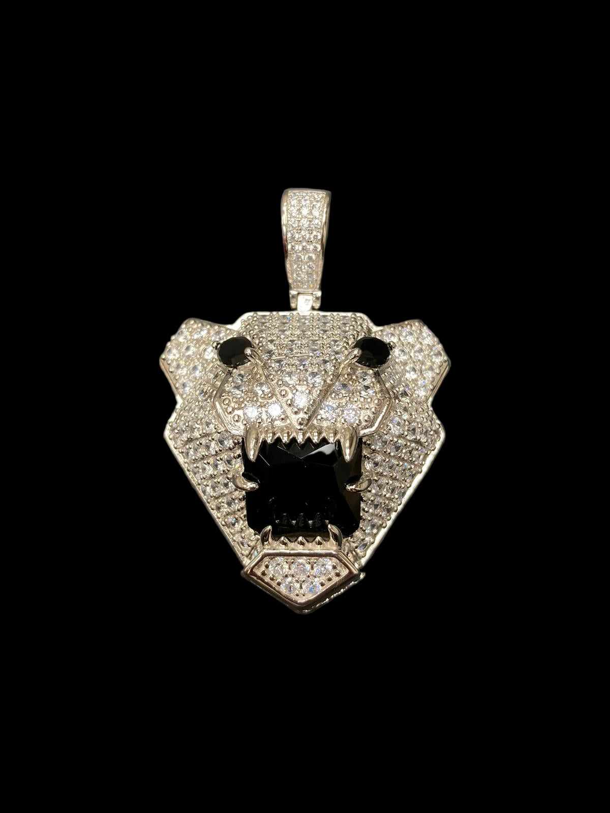 Sterling Silver Tiger Pendant CZ Stone MPCZ3395