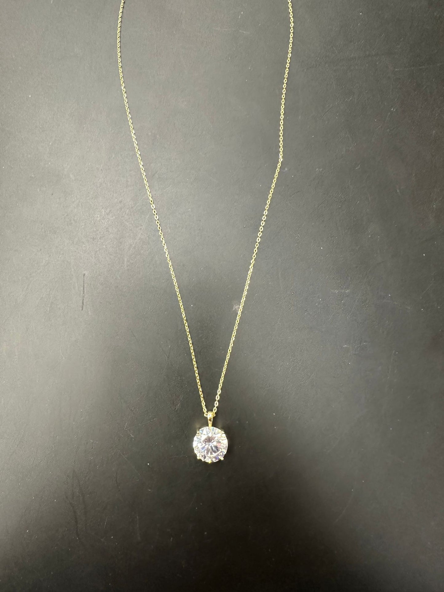 Sterling Silver Necklace CZ Round Stone NCZ013