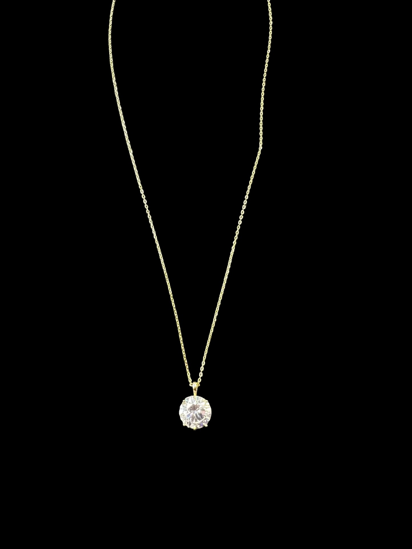 Sterling Silver Necklace CZ Round Stone NCZ013