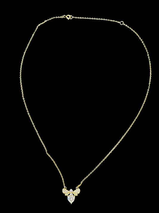 Sterling silver bee necklace NCZ0940 with a gold plated chain and detailed bee pendant.