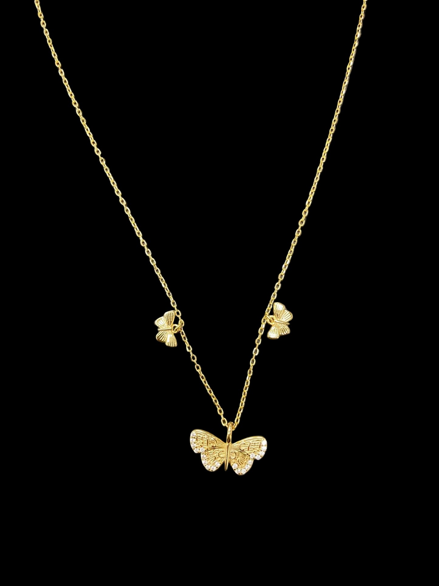 Sterling Silver Butterfly Necklace CZ Stone NCZ10010Y