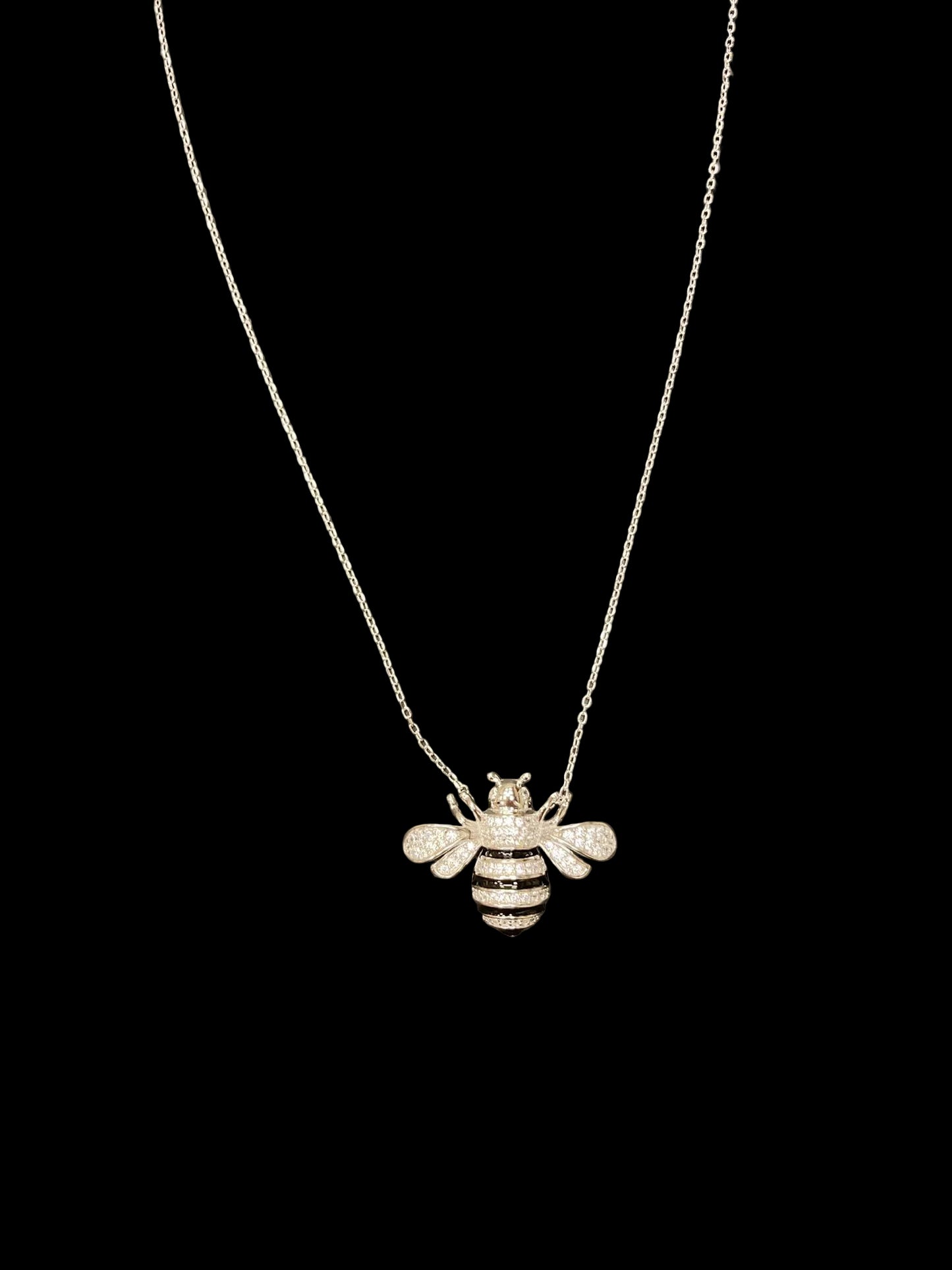 Sterling Silver Bee Necklace CZ Stone NCZ10011