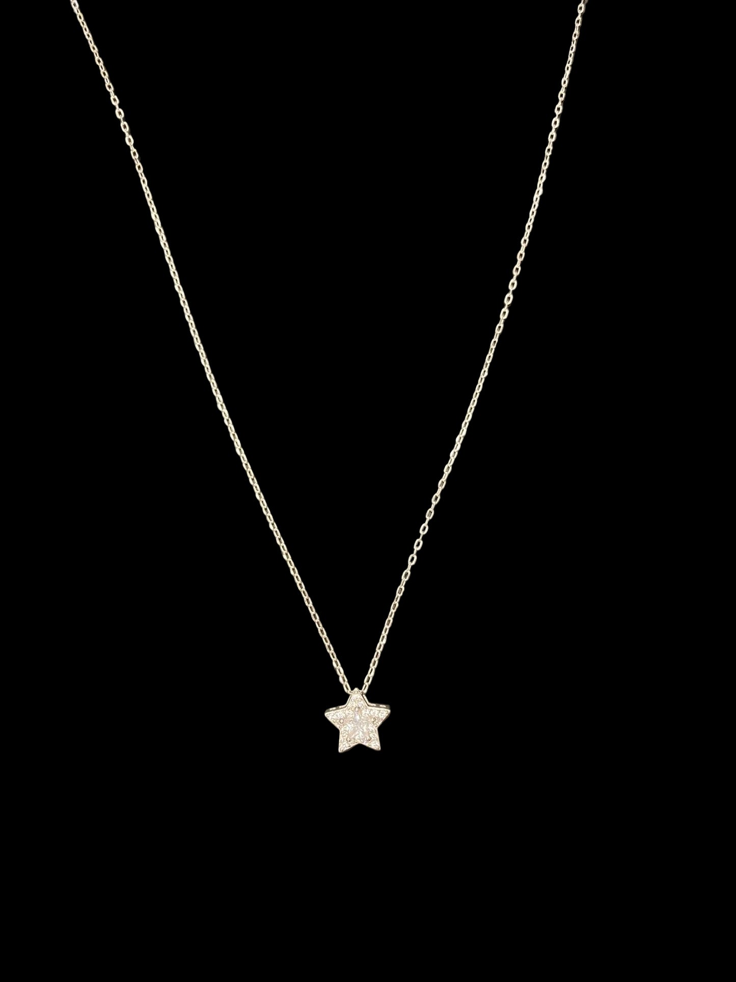 Sterling Silver Star Necklace CZ Stone NCZ10108