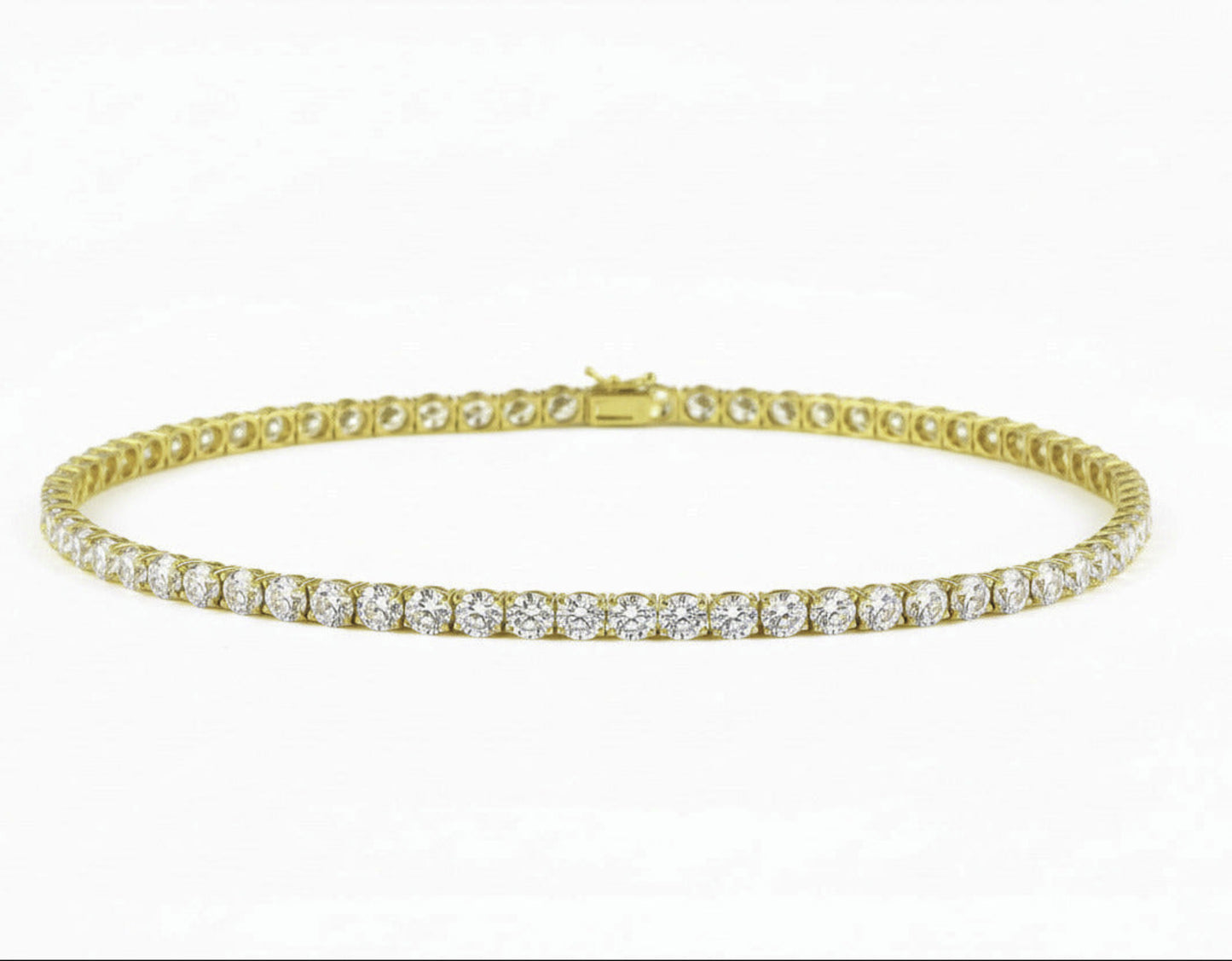 Gold on Silver tennis necklace with clear stones