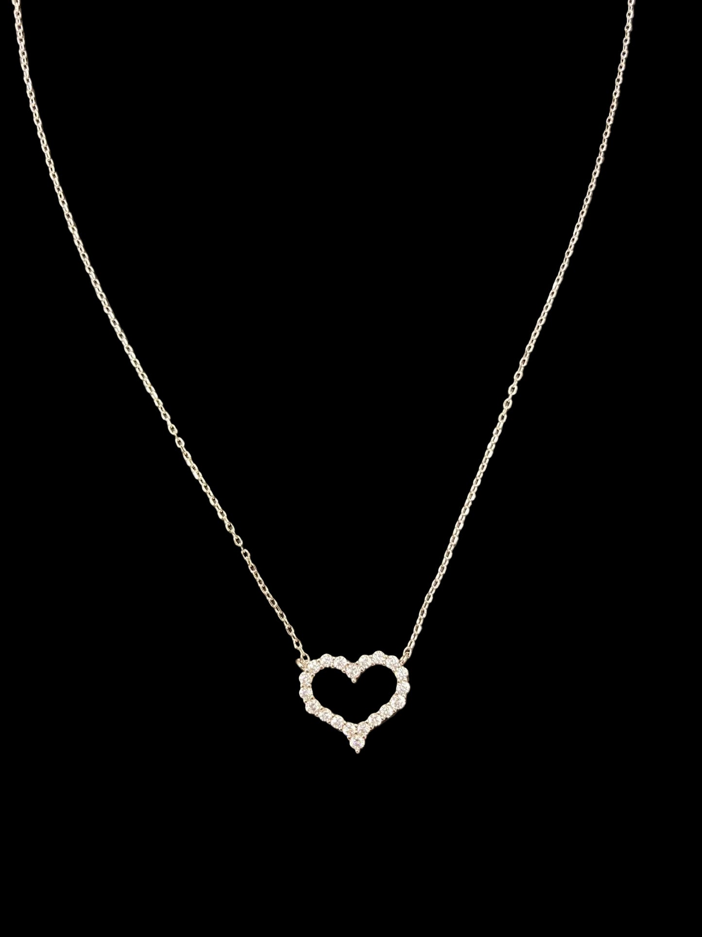 Sterling Silver Heart Shape Necklace CZ Stone NCZ2205