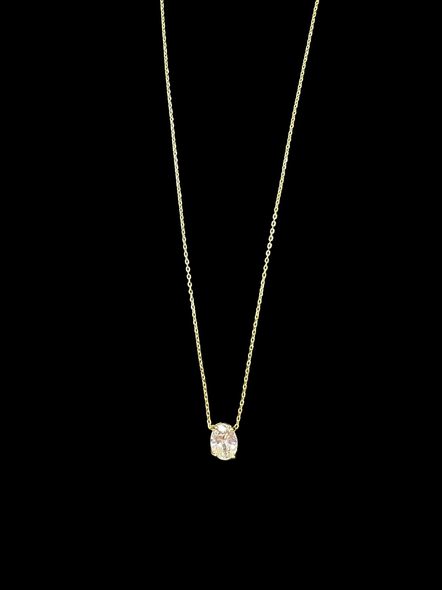Sterling Silver Necklace CZ Oval Stone NCZ3301