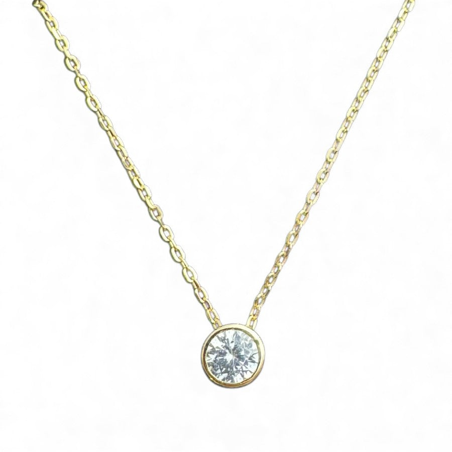 Sterling Silver Rubover Necklace CZ Stone NCZ33103
