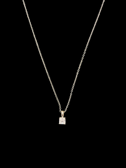 Sterling Silver Necklace Square CZ Stone NCZ6100