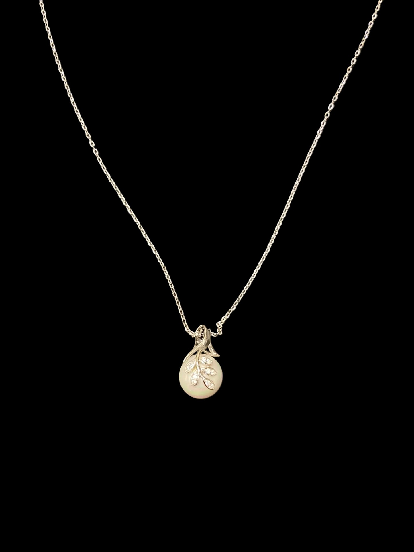 Sterling Silver Pearl Necklace CZ Stone NCZ6114