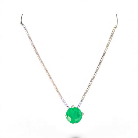 Sterling Silver Necklace 6 MM Stone NCZ9218