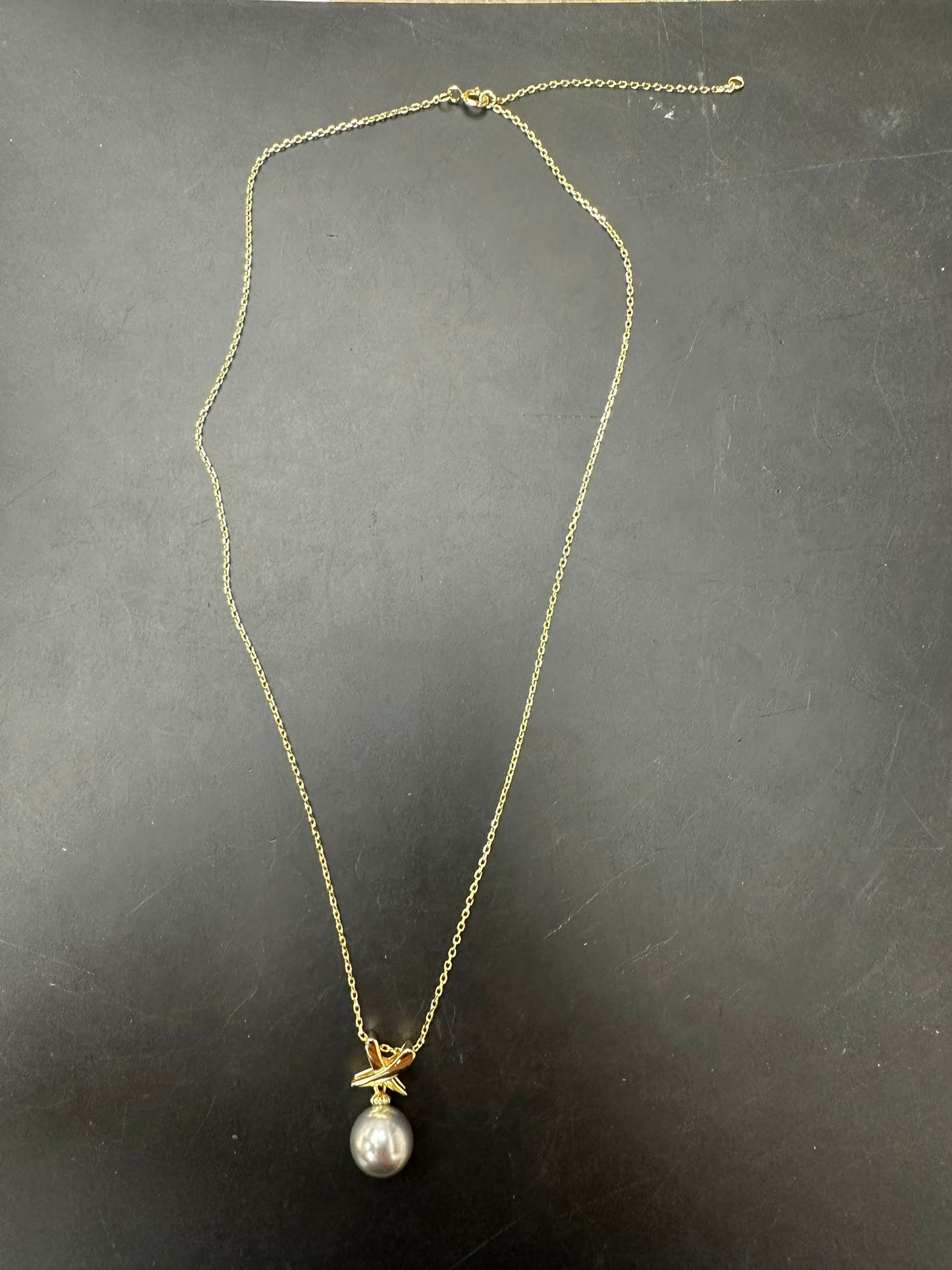 Sterling silver pearl necklace NP154 with 10mm gold plated pearl for elegant style.