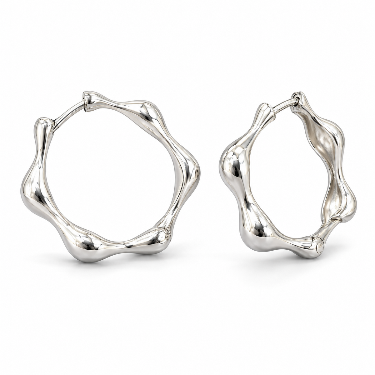 Sterling Silver Molten Hoop Earring ECZ186095