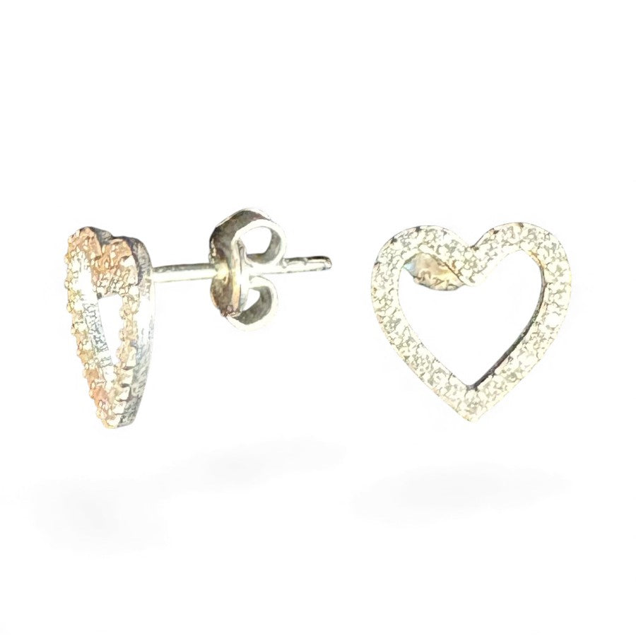 Sterling Silver Stud Earring Heart Shape CZ Stone P9109