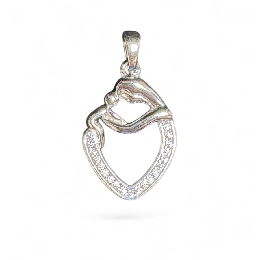 Sterling Silver Heart Shape Pendant CZ Stone PCZ10068