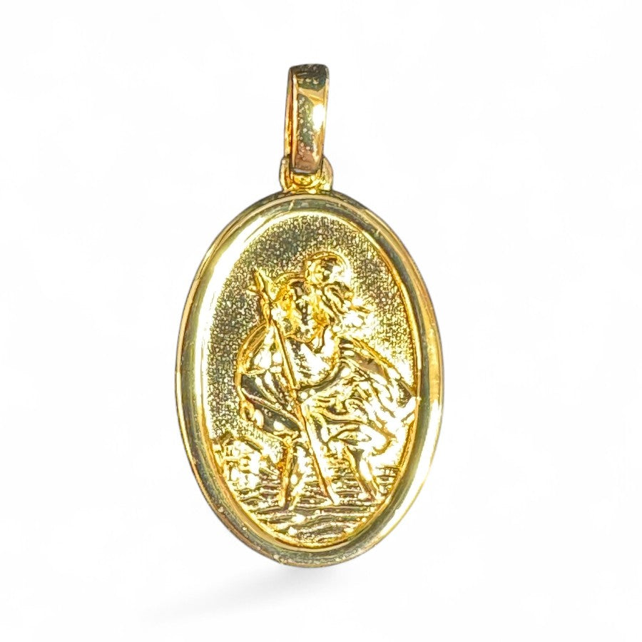 Sterling Silver Pendant St Christopher Oval PCZ10069