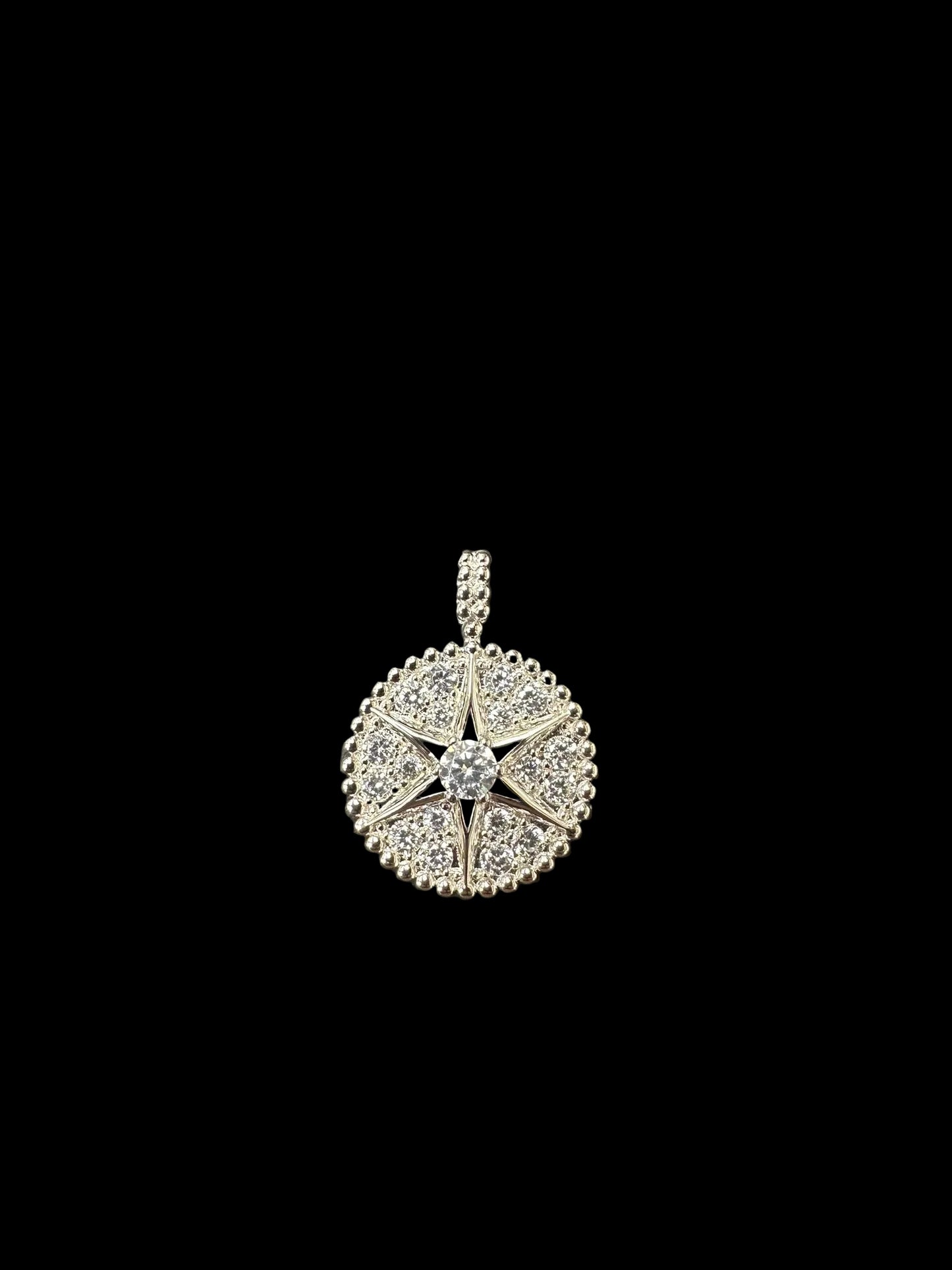 Sterling Silver Round Star Pendant PCZ1019