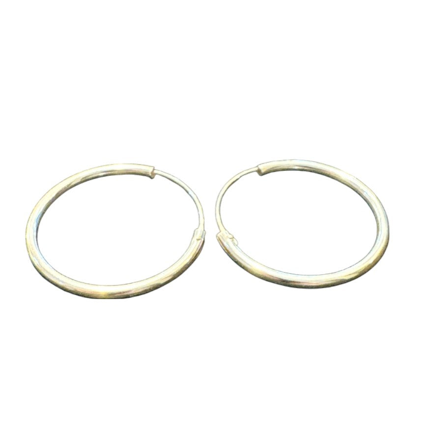 Sterling Silver Round Hoop Earring Plain PE010350031