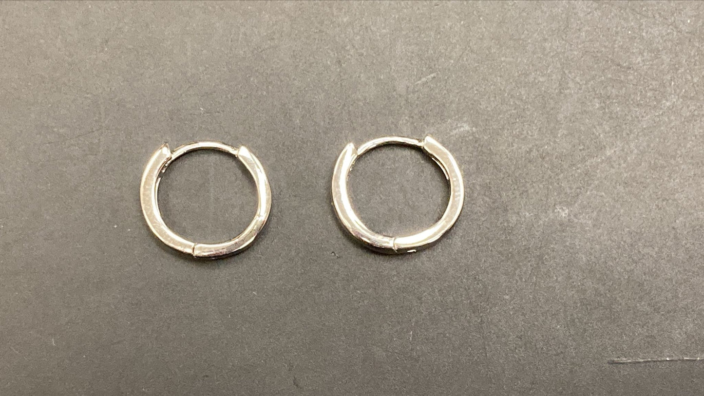 Sterling silver round earrings in a plain square design, showcasing a polished finish for elegant style.