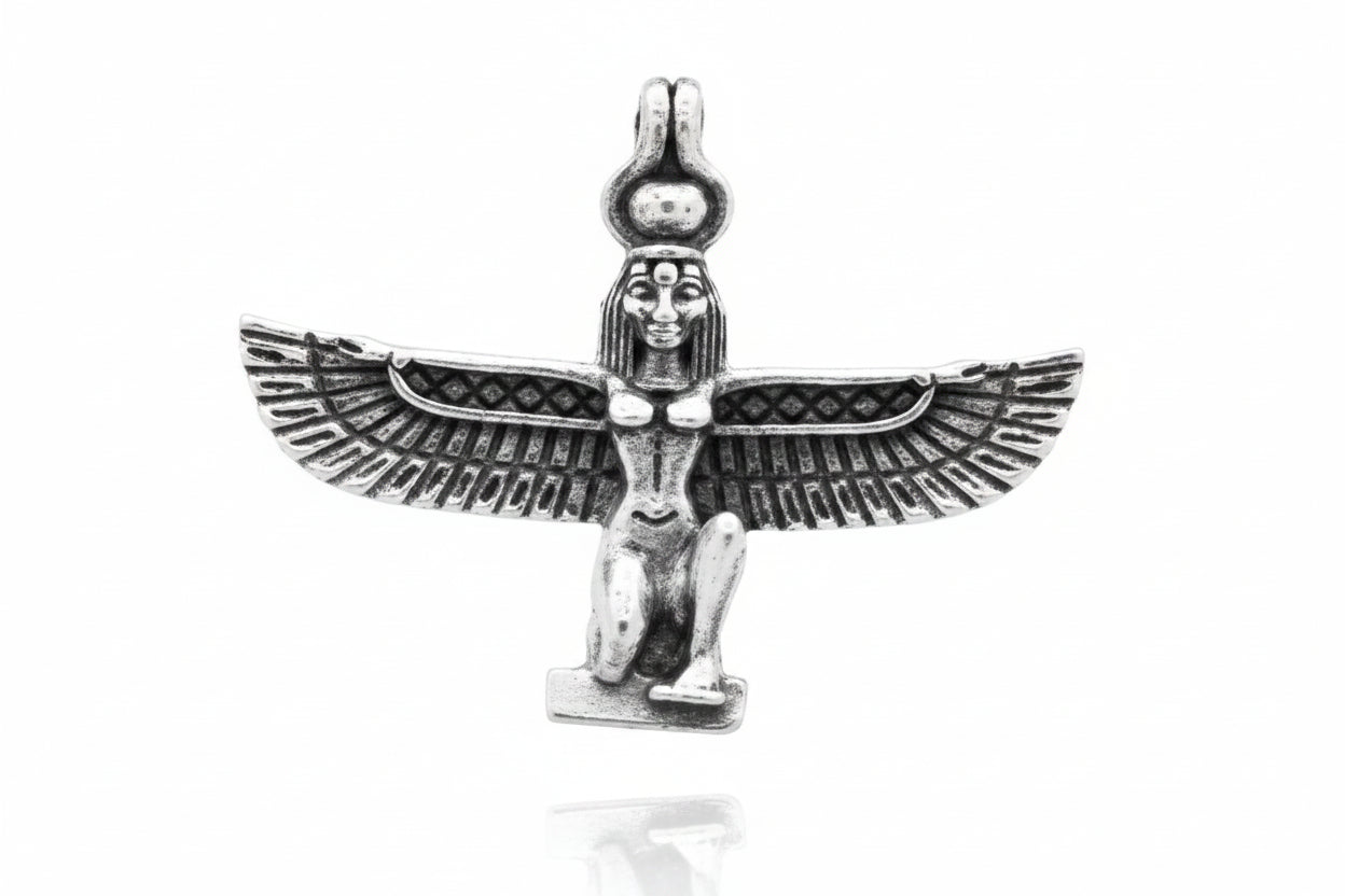 Sterling Silver Isis Pendant PP020010285 showcasing intricate design with wings and detailed features