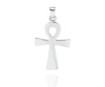Sterling silver plain ankh cross pendant with a polished finish, measuring 21x34mm, silver ankh cross pendant.